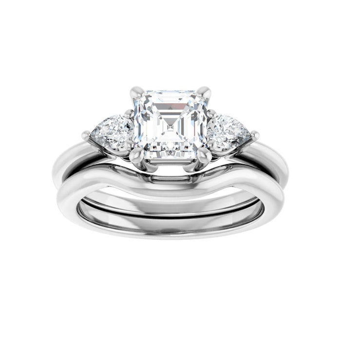Platinum 6 x 6 mm Asscher 1/4 CTW Lab-Grown Diamond Semi-Set Engagement Ring