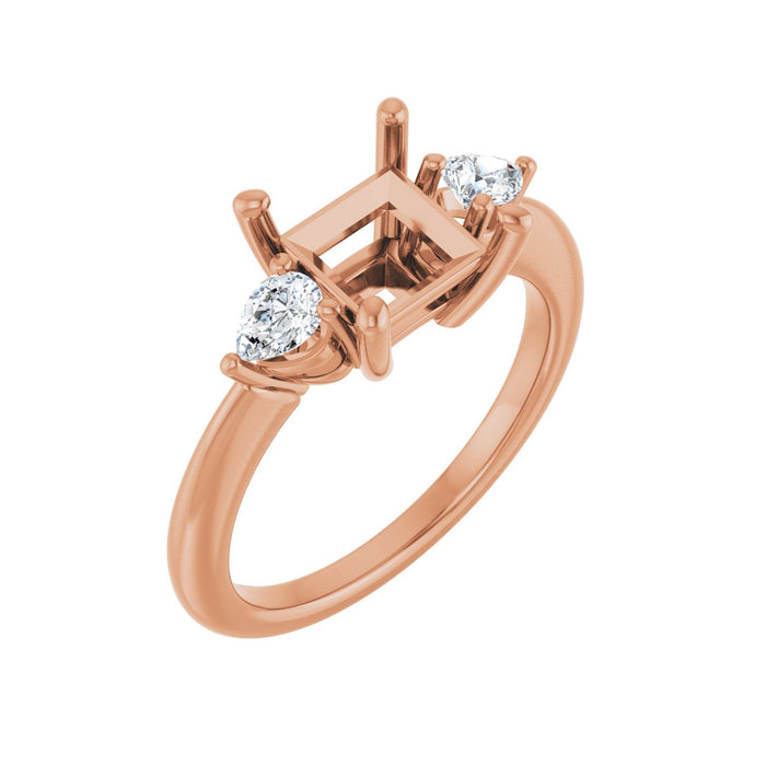 14K Rose Gold 6.5 x 6.5 mm Square 1/4 CTW Lab-Grown Diamond Semi-Set Engagement Ring