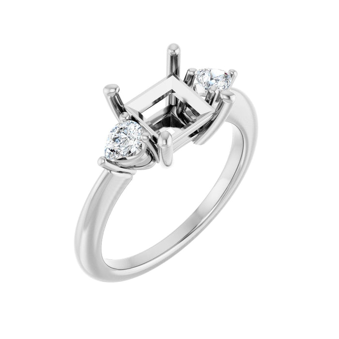Platinum 6.5 x 6.5 mm Square 1/4 CTW Lab-Grown Diamond Semi-Set Engagement Ring