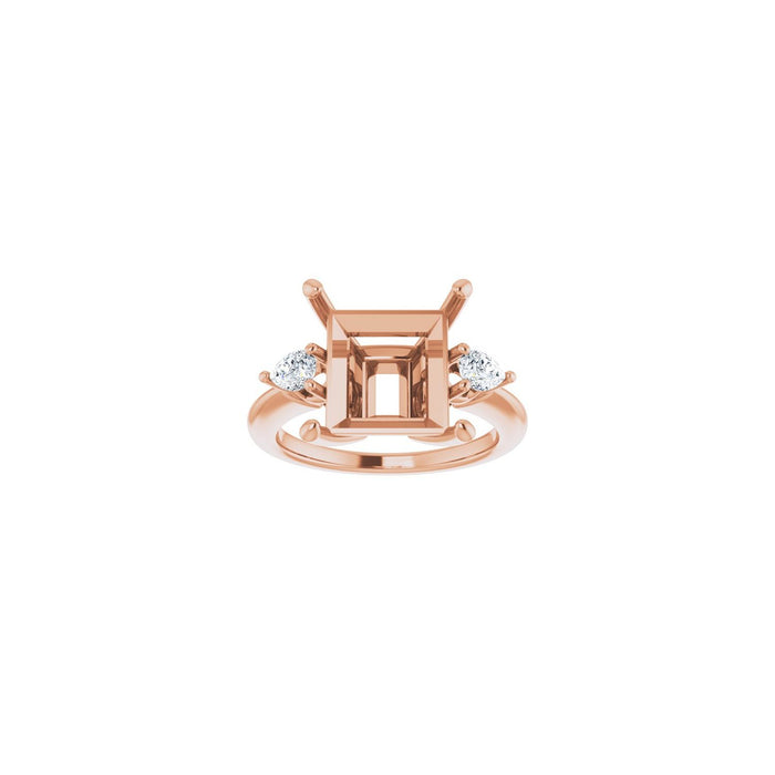 14K Rose Gold 10 x 10 mm Square 1/4 CTW Lab-Grown Diamond Semi-Set Engagement Ring