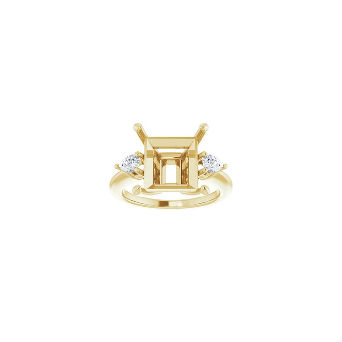 14K Yellow Gold 10 x 10 mm Square 1/4 CTW Lab-Grown Diamond Semi-Set Engagement Ring