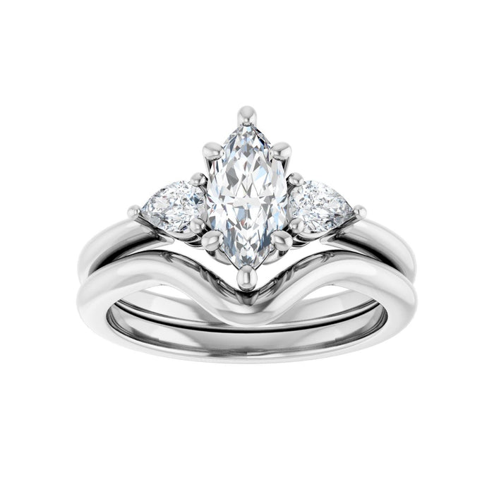 Platinum 9 x 4.5 mm Marquise 1/4 CTW Lab-Grown Diamond Semi-Set Engagement Ring