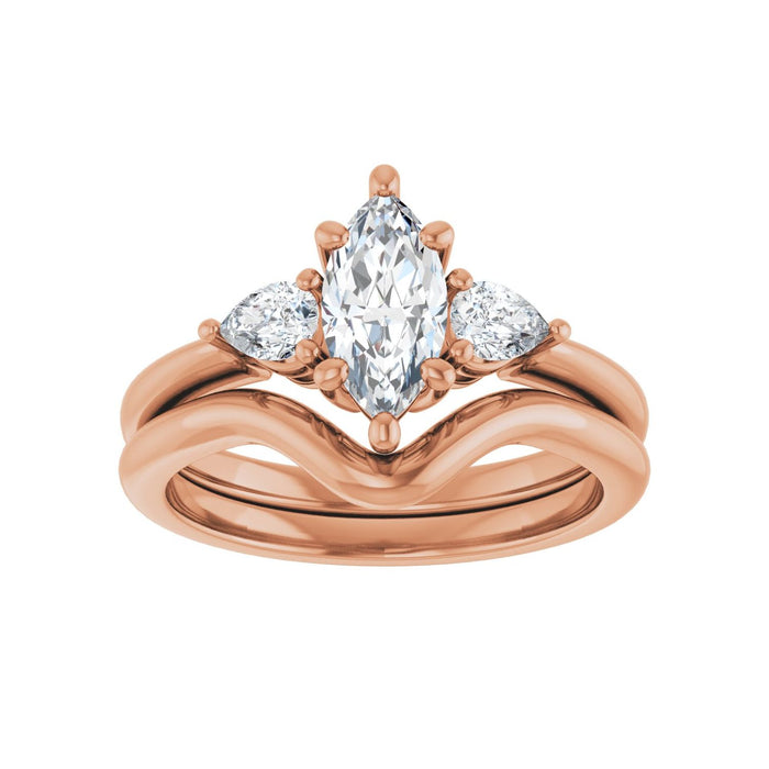 14K Rose Gold 9 x 4.5 mm Marquise 1/4 CTW Lab-Grown Diamond Semi-Set Engagement Ring