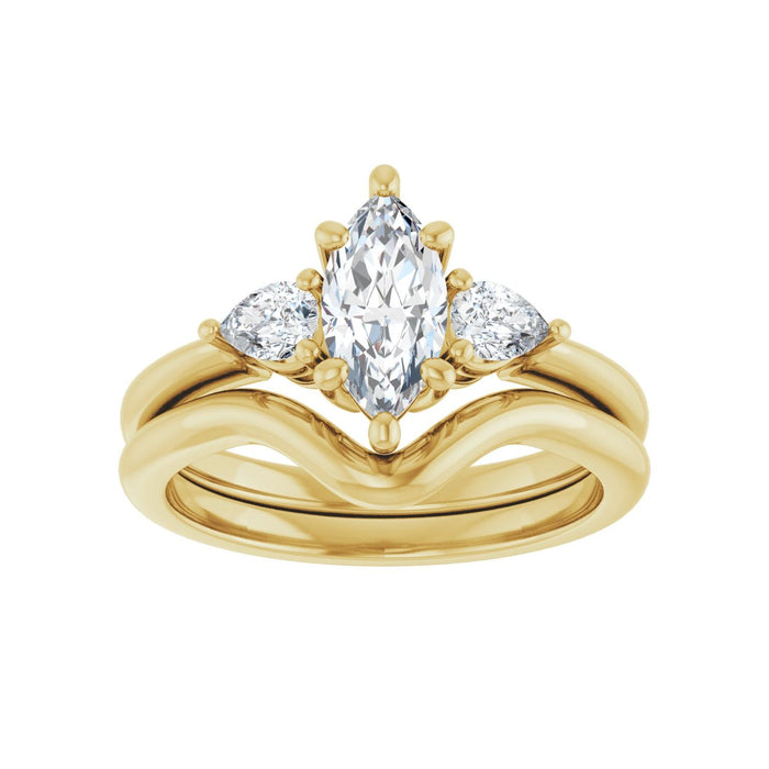 14K Yellow Gold 9 x 4.5 mm Marquise 1/4 CTW Lab-Grown Diamond Semi-Set Engagement Ring