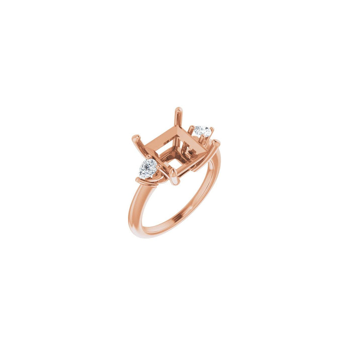 14K Rose Gold 9 x 9 mm Square 1/4 CTW Lab-Grown Diamond Semi-Set Engagement Ring