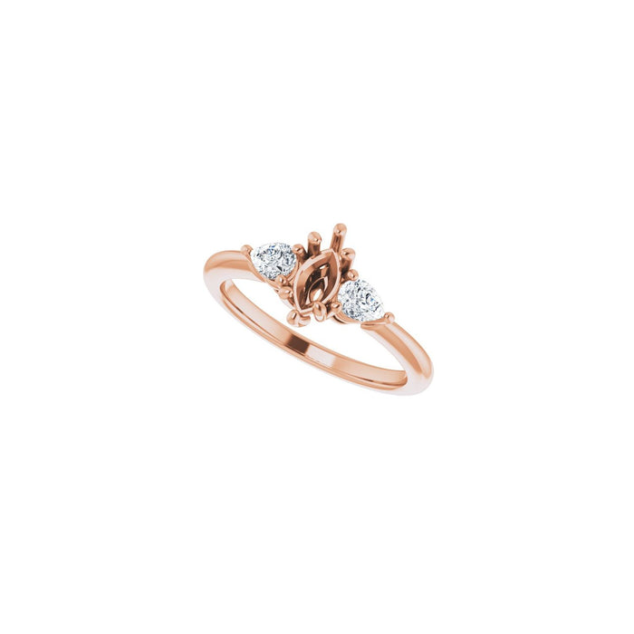 14K Rose Gold 7 x 3.5 mm Marquise 1/4 CTW Lab-Grown Diamond Semi-Set Engagement Ring