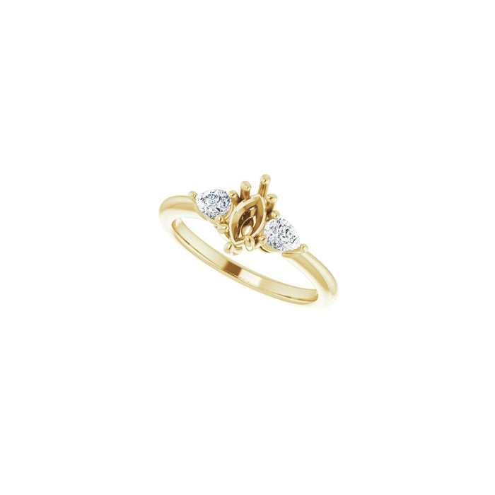14K Yellow Gold 7 x 3.5 mm Marquise 1/4 CTW Lab-Grown Diamond Semi-Set Engagement Ring