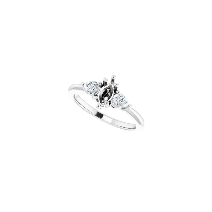 Platinum 7 x 3.5 mm Marquise 1/4 CTW Lab-Grown Diamond Semi-Set Engagement Ring