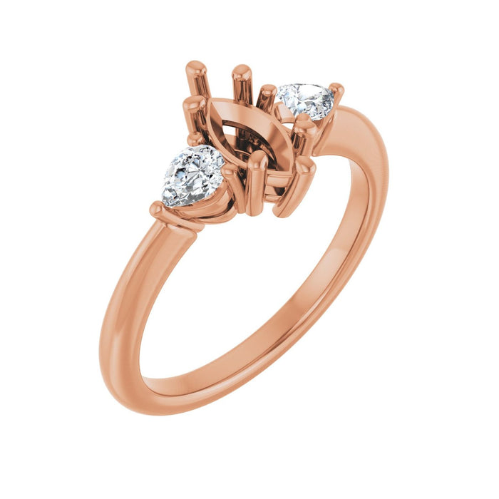 14K Rose Gold 8 x 4 mm Marquise 1/4 CTW Lab-Grown Diamond Semi-Set Engagement Ring