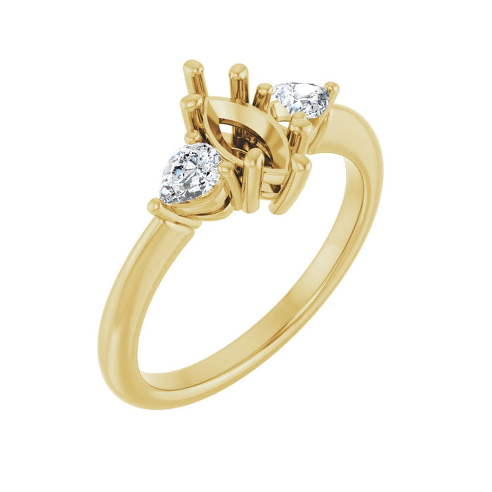 14K Yellow Gold 8 x 4 mm Marquise 1/4 CTW Lab-Grown Diamond Semi-Set Engagement Ring
