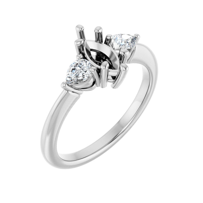 Platinum 8 x 4 mm Marquise 1/4 CTW Lab-Grown Diamond Semi-Set Engagement Ring