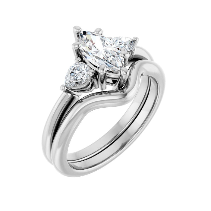 Platinum 9 x 4.5 mm Marquise 1/4 CTW Lab-Grown Diamond Semi-Set Engagement Ring