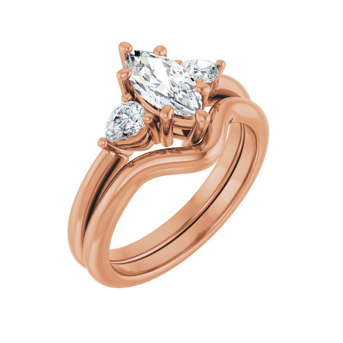 14K Rose Gold 9 x 4.5 mm Marquise 1/4 CTW Lab-Grown Diamond Semi-Set Engagement Ring