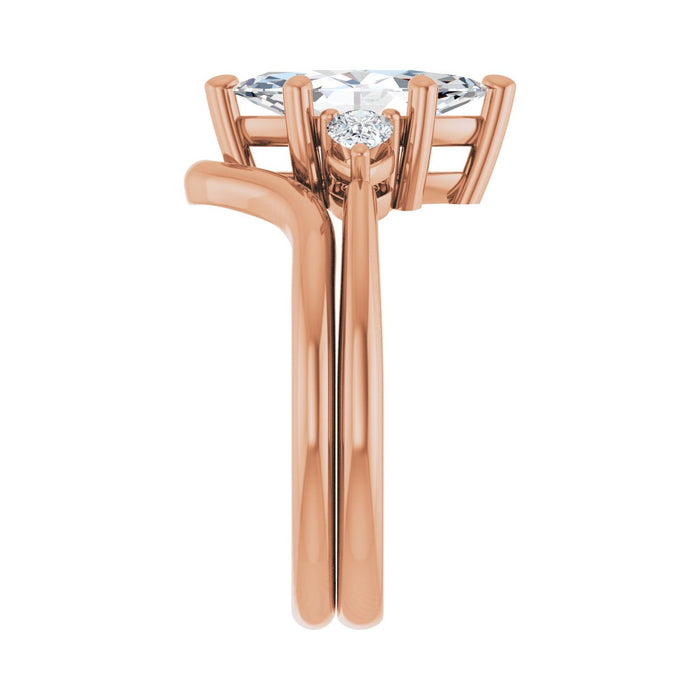 14K Rose Gold 12 x 6 mm Marquise 1/4 CTW Lab-Grown Diamond Semi-Set Engagement Ring