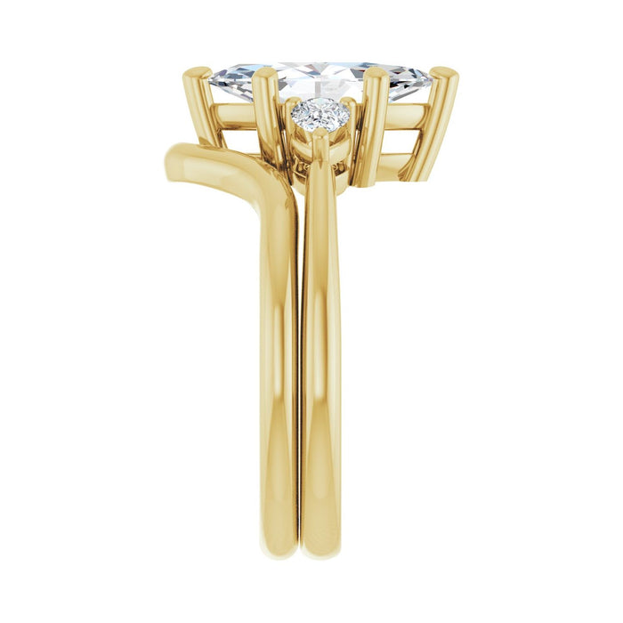 14K Yellow Gold 12 x 6 mm Marquise 1/4 CTW Lab-Grown Diamond Semi-Set Engagement Ring