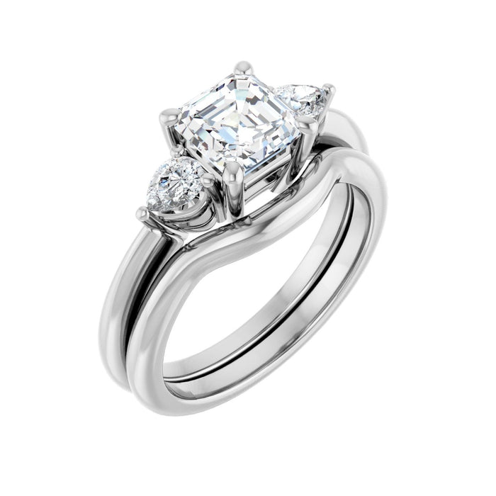 Platinum 6 x 6 mm Asscher 1/4 CTW Lab-Grown Diamond Semi-Set Engagement Ring