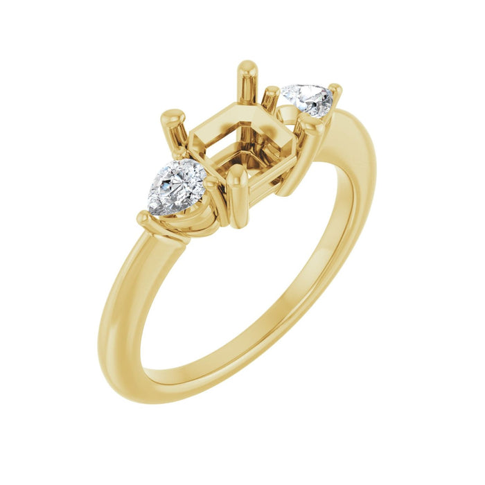 14K Yellow Gold 6 x 6 mm Asscher 1/4 CTW Lab-Grown Diamond Semi-Set Engagement Ring