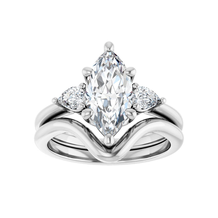 Platinum 12 x 6 mm Marquise 1/4 CTW Lab-Grown Diamond Semi-Set Engagement Ring
