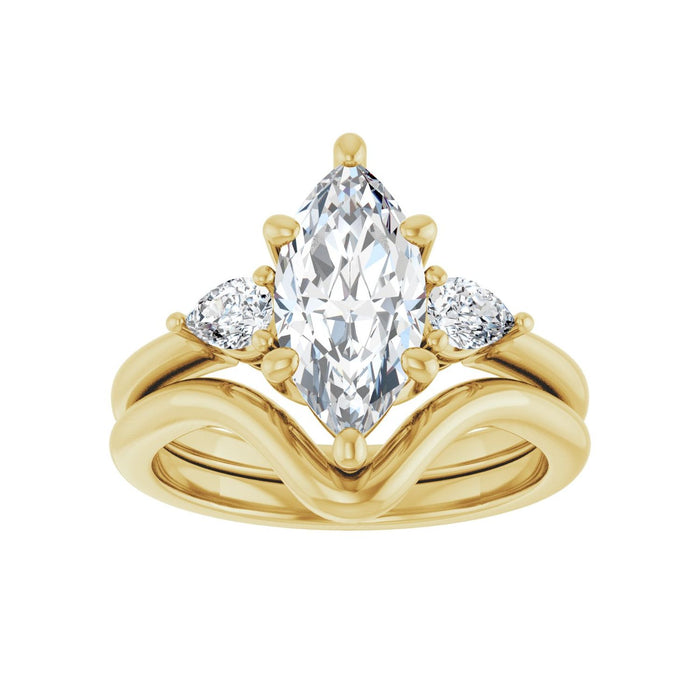 14K Yellow Gold 12 x 6 mm Marquise 1/4 CTW Lab-Grown Diamond Semi-Set Engagement Ring