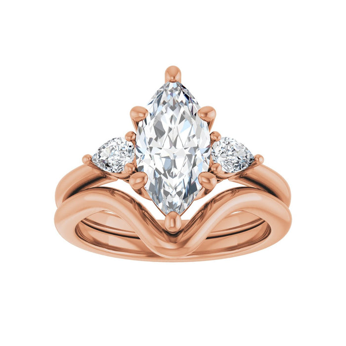 14K Rose Gold 12 x 6 mm Marquise 1/4 CTW Lab-Grown Diamond Semi-Set Engagement Ring