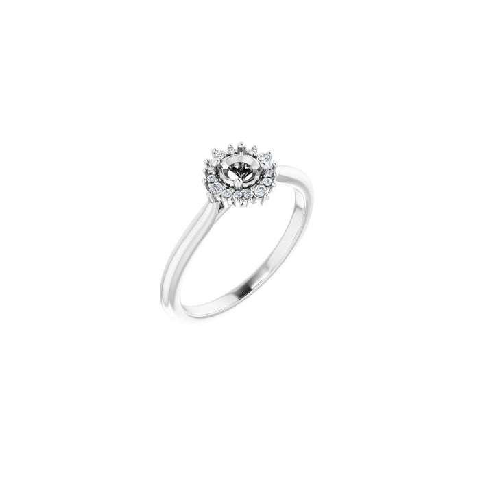 14K White Gold 4.1 mm Round .06 CTW Lab-Grown Diamond Semi-Set Engagement Ring