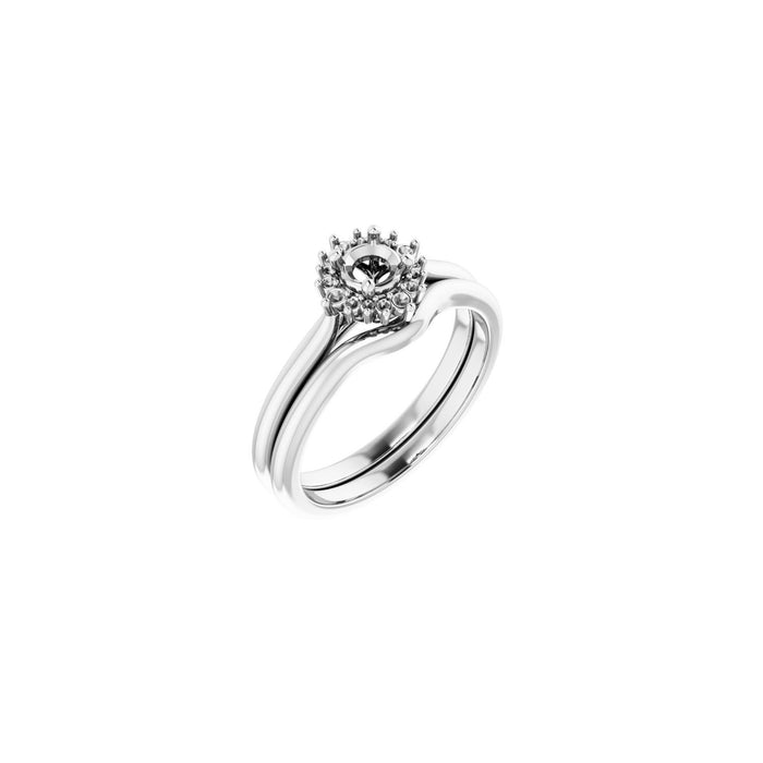 14K White Gold 4.1 mm Round .06 CTW Lab-Grown Diamond Semi-Set Engagement Ring
