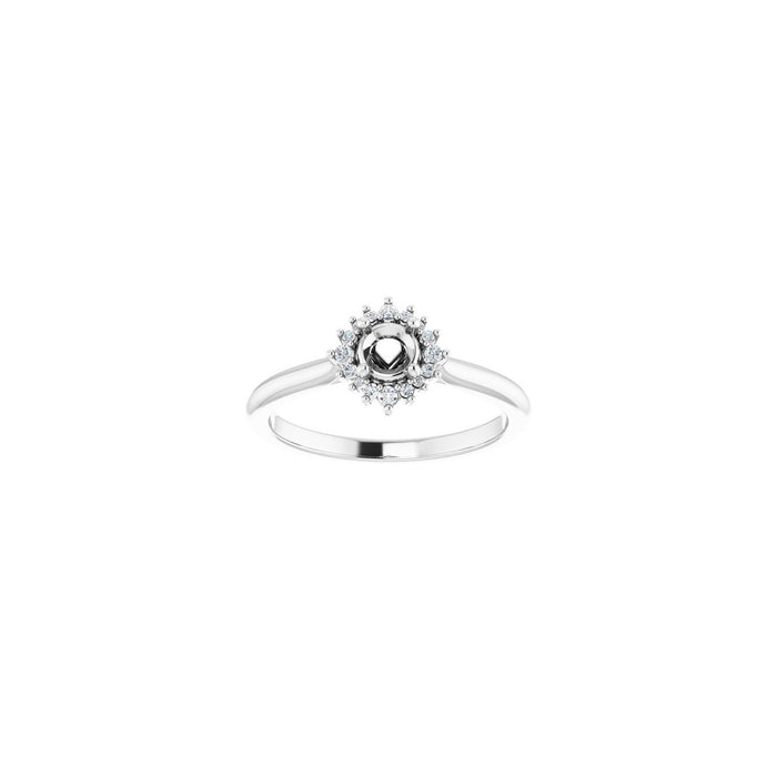 14K White Gold 4.1 mm Round .06 CTW Lab-Grown Diamond Semi-Set Engagement Ring