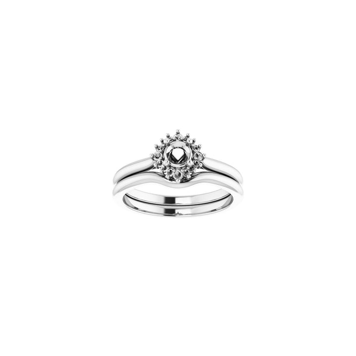 14K White Gold 4.1 mm Round .06 CTW Lab-Grown Diamond Semi-Set Engagement Ring