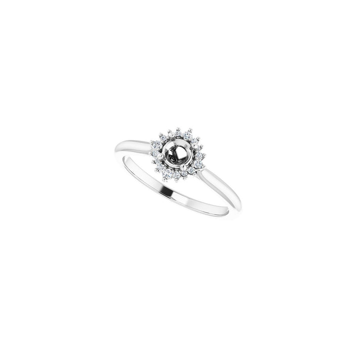 14K White Gold 4.1 mm Round .06 CTW Lab-Grown Diamond Semi-Set Engagement Ring