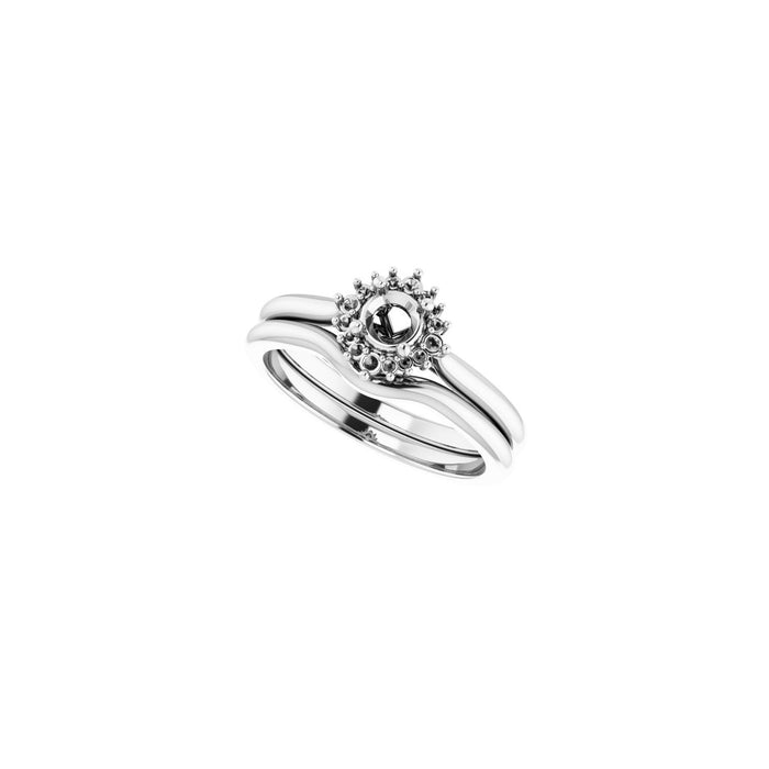 14K White Gold 4.1 mm Round .06 CTW Lab-Grown Diamond Semi-Set Engagement Ring