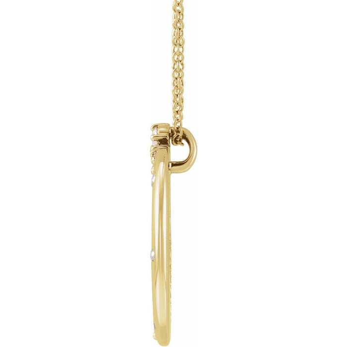 14K Yellow Gold 1/4 CTW Lab-Grown Diamond Crescent Moon 16-18" Necklace