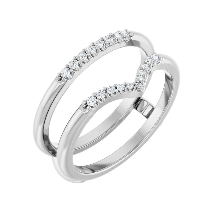 14K White Gold 1/8 CTW Lab-Grown Diamond Half Tapered V Ring Guard