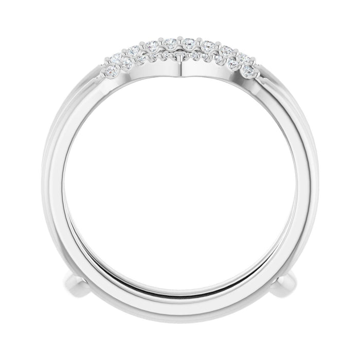 14K White Gold 1/8 CTW Lab-Grown Diamond Half Tapered V Ring Guard