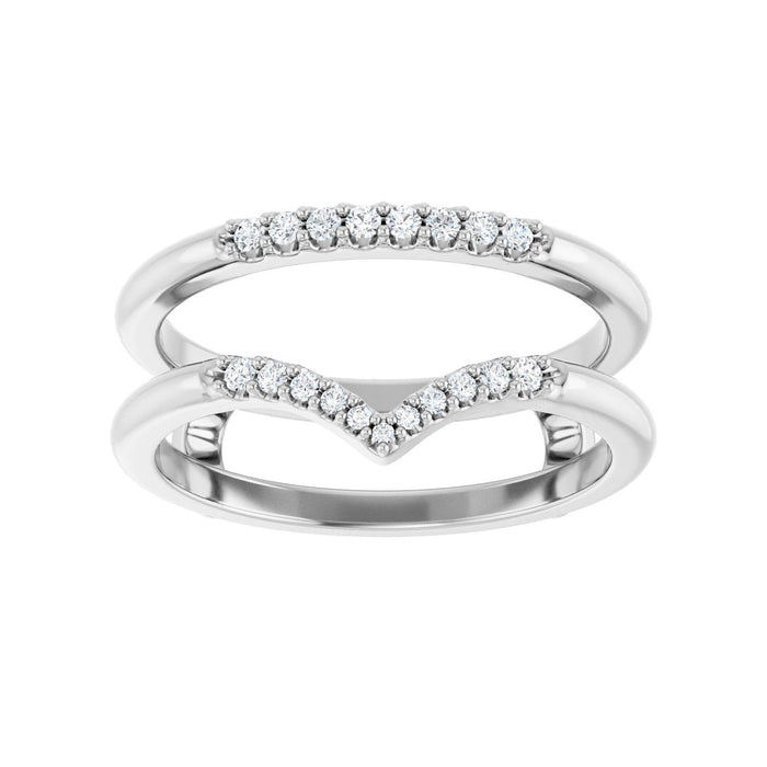 14K White Gold 1/8 CTW Lab-Grown Diamond Half Tapered V Ring Guard