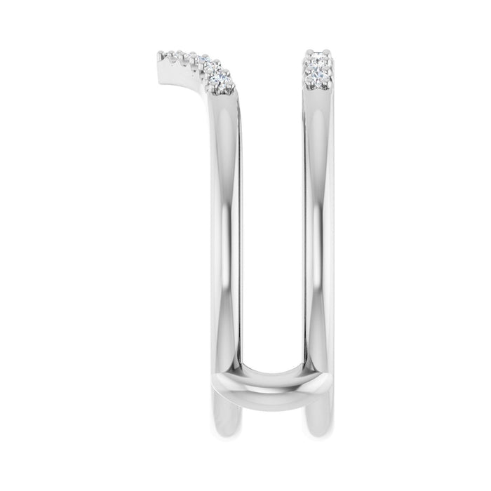 14K White Gold 1/8 CTW Lab-Grown Diamond Half Tapered V Ring Guard