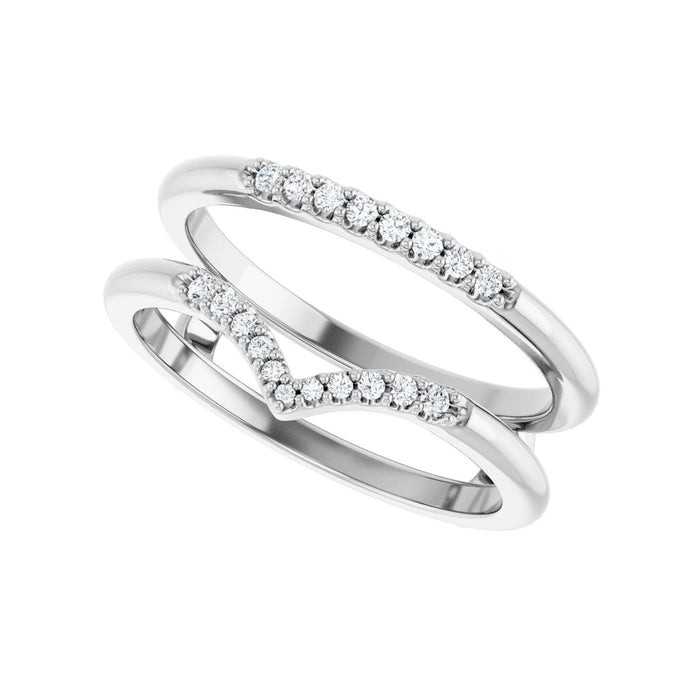 14K White Gold 1/8 CTW Lab-Grown Diamond Half Tapered V Ring Guard