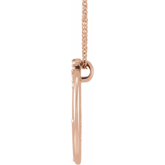 14K Rose Gold 1/4 CTW Lab-Grown Diamond Crescent Moon 16-18" Necklace