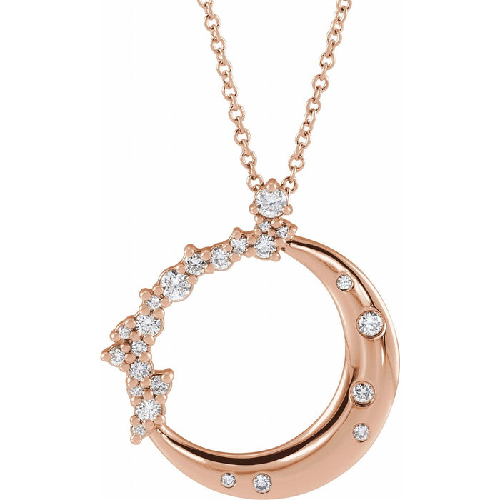 14K Rose Gold 1/4 CTW Lab-Grown Diamond Crescent Moon 16-18" Necklace