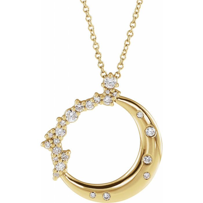 14K Yellow Gold 1/4 CTW Lab-Grown Diamond Crescent Moon 16-18" Necklace