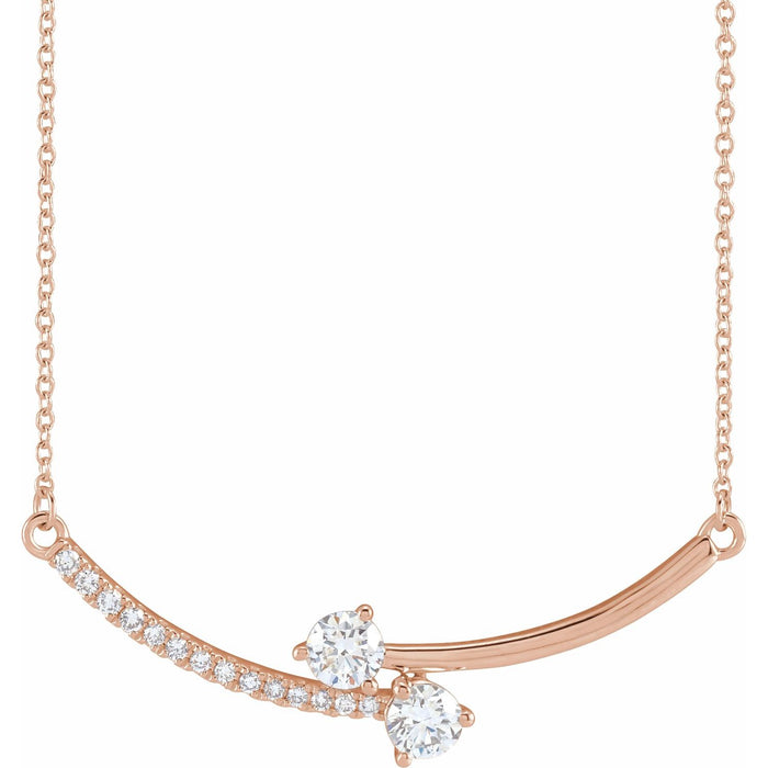 14K Rose Gold 5/8 CTW Lab-Grown Diamond Two-Stone 18" Necklace
