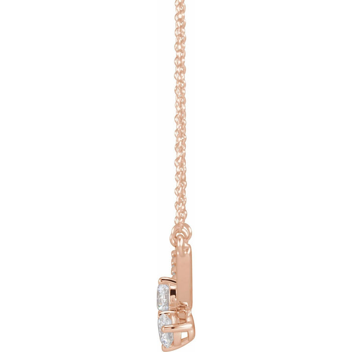14K Rose Gold 5/8 CTW Lab-Grown Diamond Two-Stone 18" Necklace
