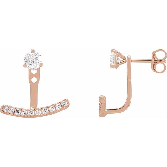 14K Rose Gold 1/5 CTW Lab-Grown Diamond Curved Bar Earring Jackets