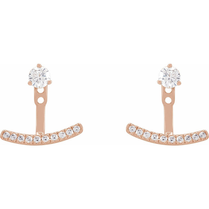 14K Rose Gold 1/5 CTW Lab-Grown Diamond Curved Bar Earring Jackets