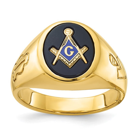 IBGoodman 14k Men's Polished and Grooved Blue Lodge Master Masonic Ring Mounting (B02048-4Y)