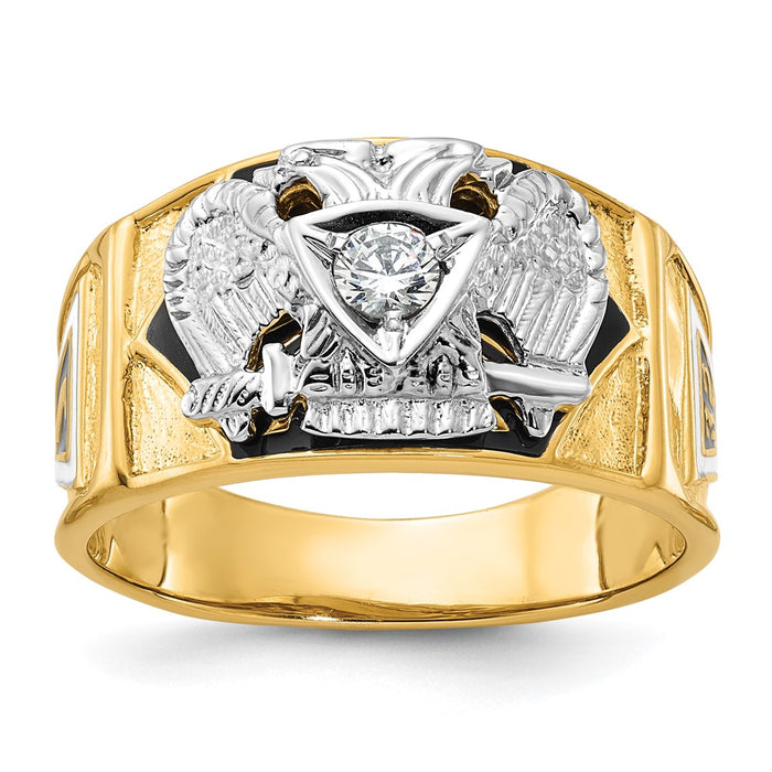 IBGoodman 14k Two-tone Men's Polished and Textured 32nd Degree Scottish Rite Masonic Ring Mounting (B02420B-4YW)