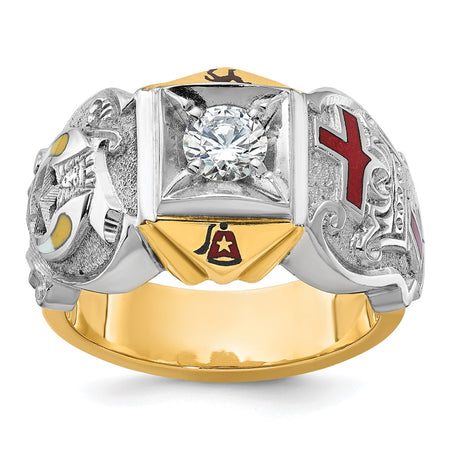IBGoodman 10k Two-tone Men's Polished and Textured Knights Templar Masonic Shriner's Ring Mounting (B02461B-0YW)