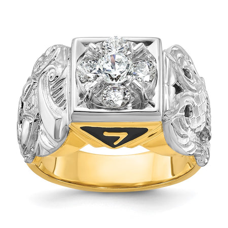 IBGoodman 14k Two-tone Men's Polished and Textured Double Eagle Masonic Shriner's Ring Mounting (B02488A-4YW)