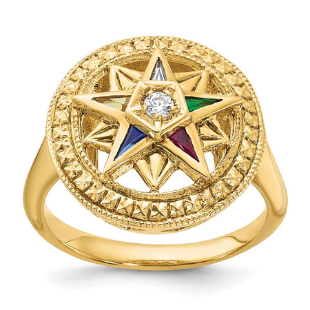 IBGoodman 14k Women's Polished and Textured Eastern Star Masonic Ring Mounting (B02561-4Y)