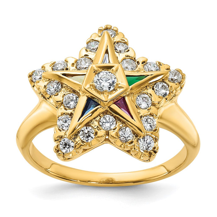 IBGoodman 14k Women's Polished Eastern Star Masonic Ring Mounting (B02564-4Y)