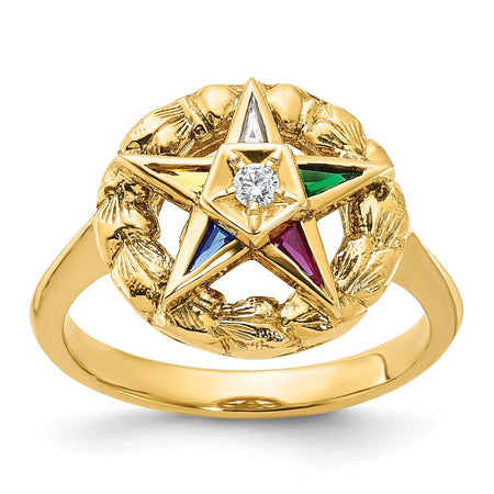 IBGoodman 14k Women's Polished and Textured Eastern Star Masonic Ring Mounting (B02566-4Y)